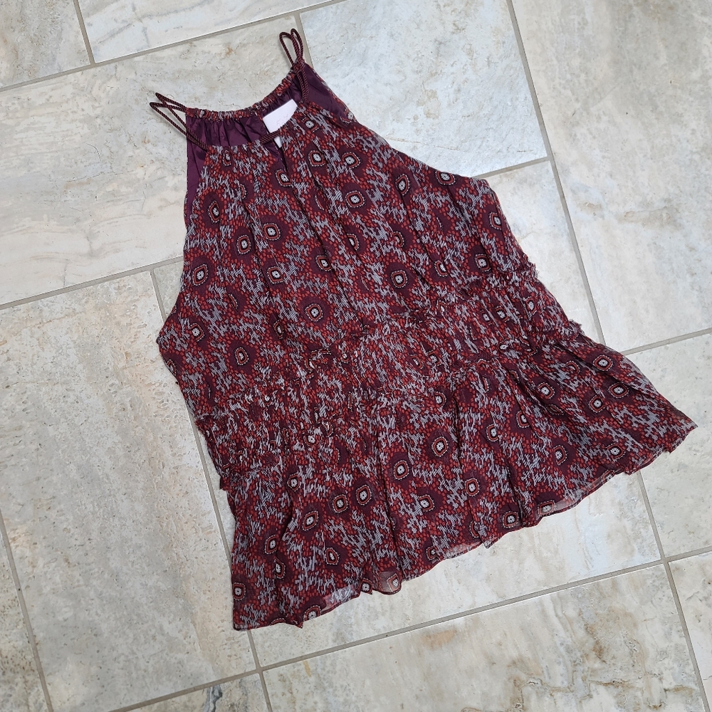 CINQ À SEPT; Silk Printed Sleeveless Blouse Top